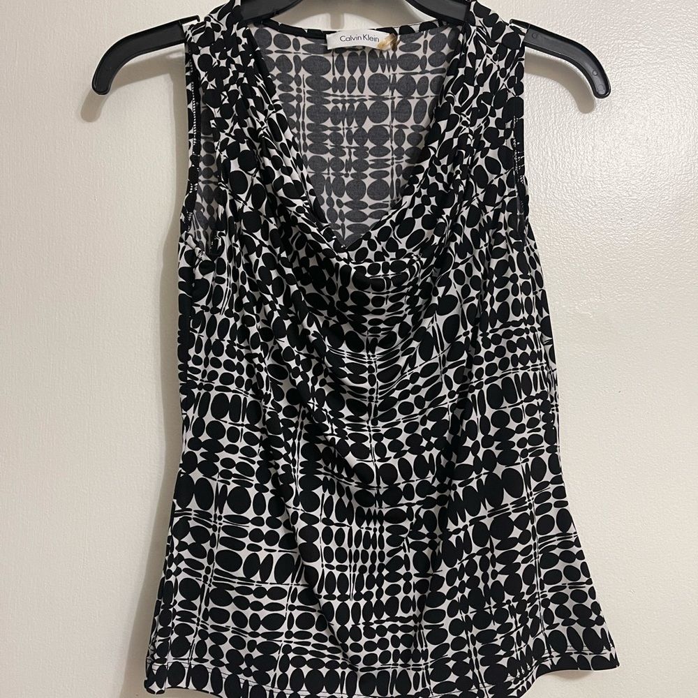 Calvin Klein Petite Sleeveless Drape Neck Tank Tops Soft and Stretchy Size PS
